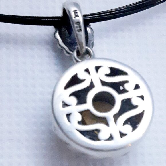 16 inch 14kt/ 925 golden topaz black ubber pendant necklace - Picture 3 of 8